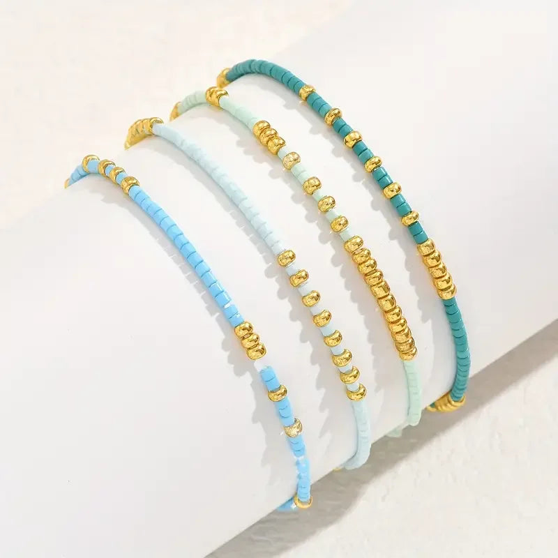 Dezentes Türkis-Perlenarmband-Set