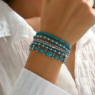 Boho-Armband-Set mit Türkisperlen
