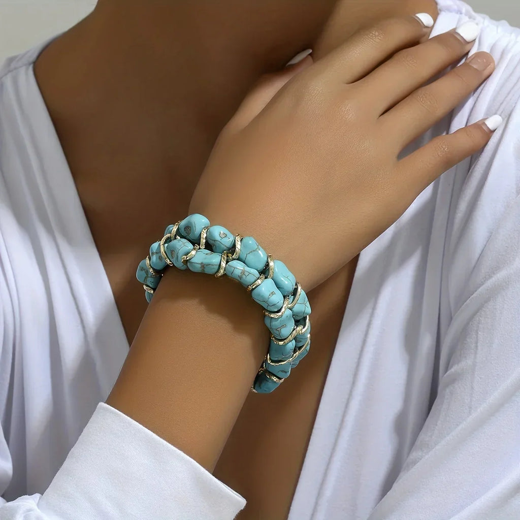 Elegantes Türkis-Gold-Armband