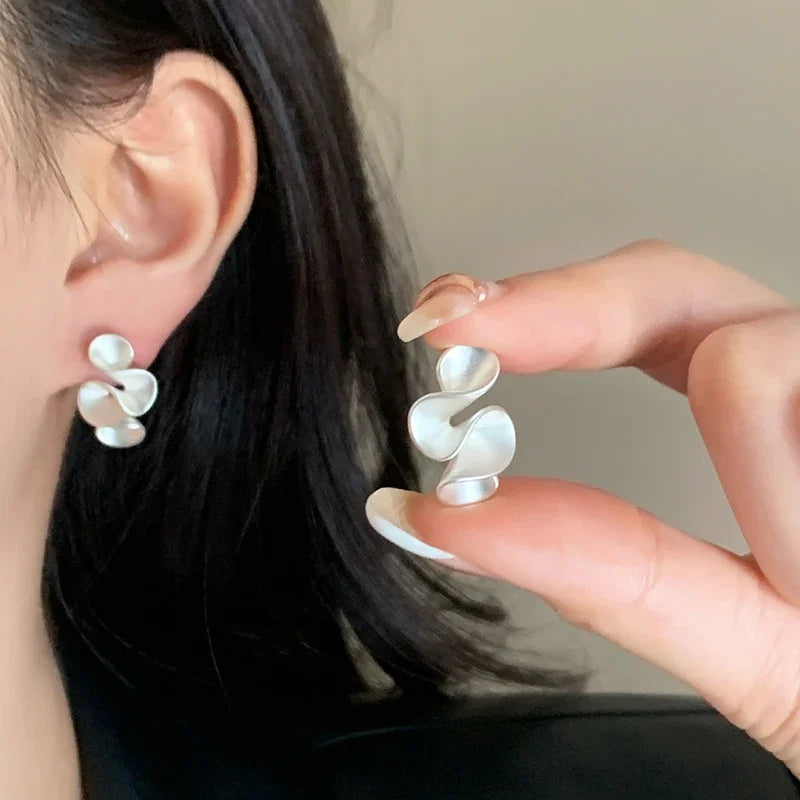 Ohrringe in Blume aus Silber und 18K Gold