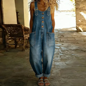 Carmen – Vintage Denim-Jumpsuit mit verstellbaren Trägern