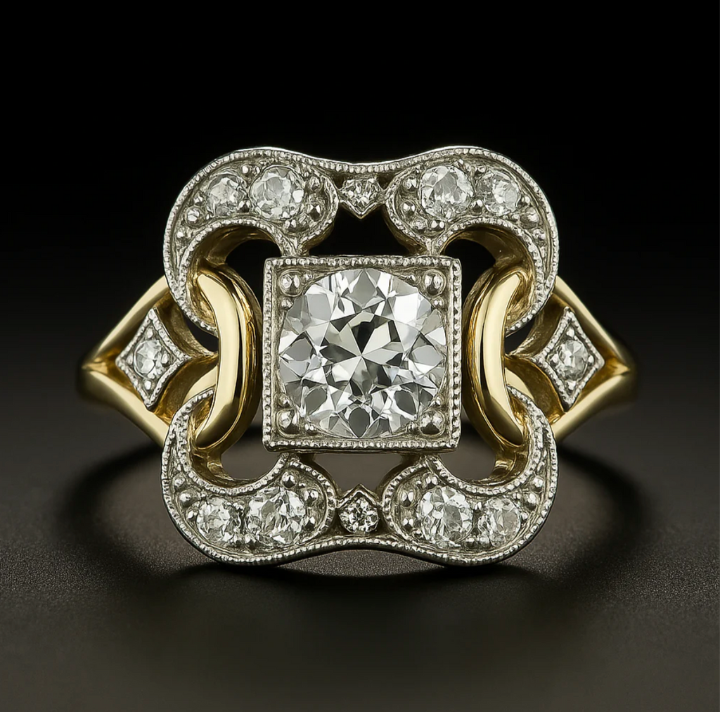 Klassischer Goldener Ring mit Vintage Zirkonia