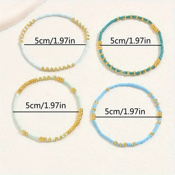 Dezentes Türkis-Perlenarmband-Set