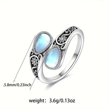 Eleganter Ring mit Mondsteinblume