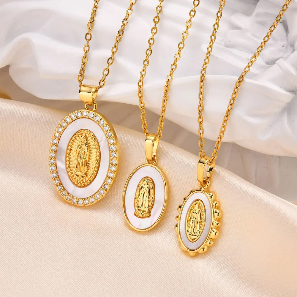 Halskette mit ovalem Madonna-Anhänger in Gold