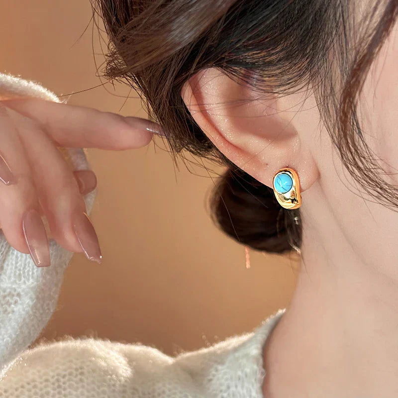 Zeitlose Türkis-Kupfer-Ohrringe
