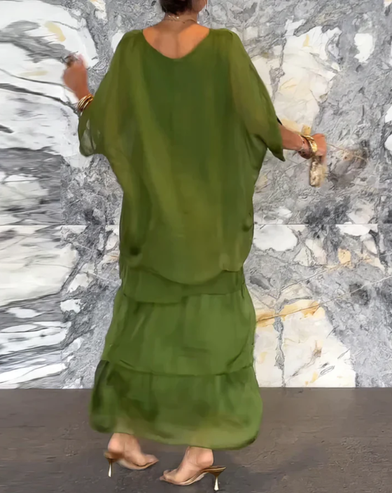 Sophie | Langes fließendes Kleid mit Rüschen