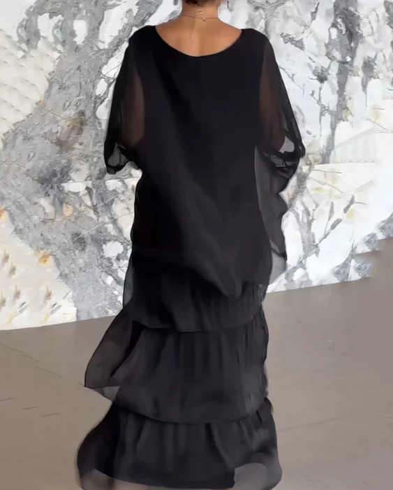Sophie | Langes fließendes Kleid mit Rüschen