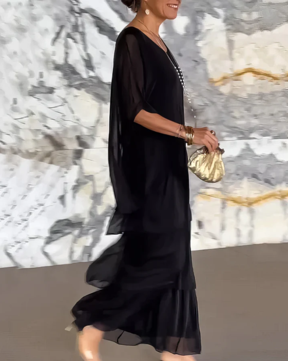 Sophie | Langes fließendes Kleid mit Rüschen