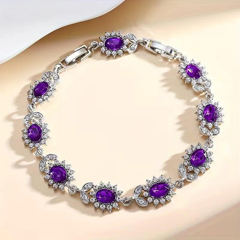 Silbernes Amethyst-Blumen-Armband