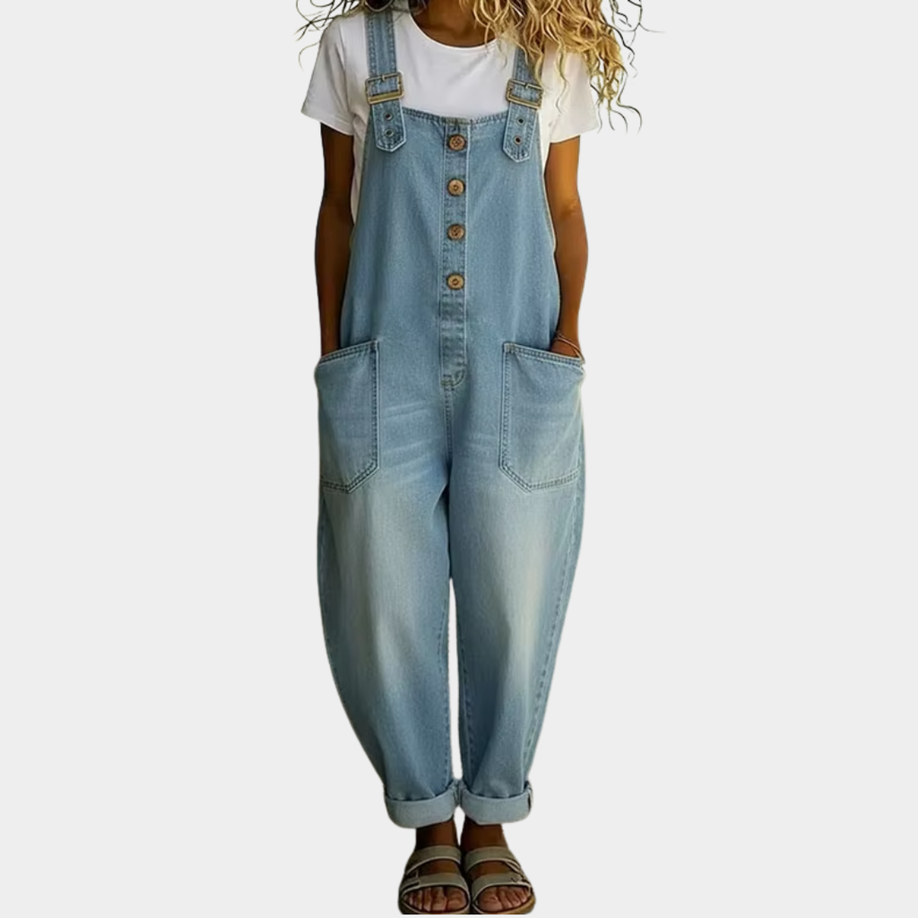Carmen – Vintage Denim-Jumpsuit mit verstellbaren Trägern