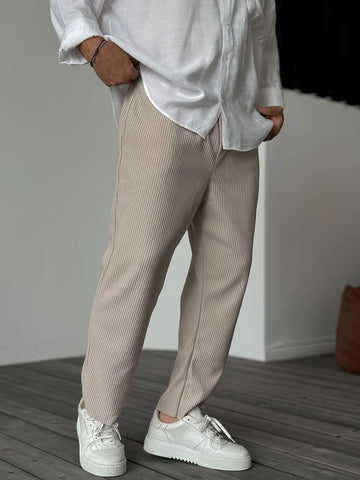 Herren Relax Fit Plissee Hose