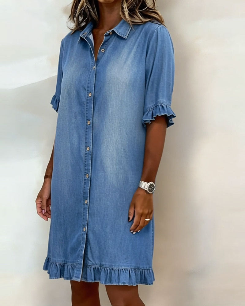 Maria | Bequemes Denim-Kleid mit schmeichelnden Falten