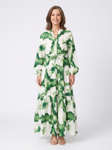 Sabine | Maxikleid mit langen Ärmeln und Taillenknoten