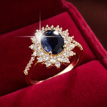 Goldener Ring mit Saphir