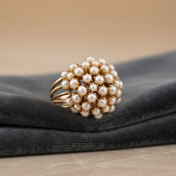 Eleganter Eingelegter Perlen Goldring