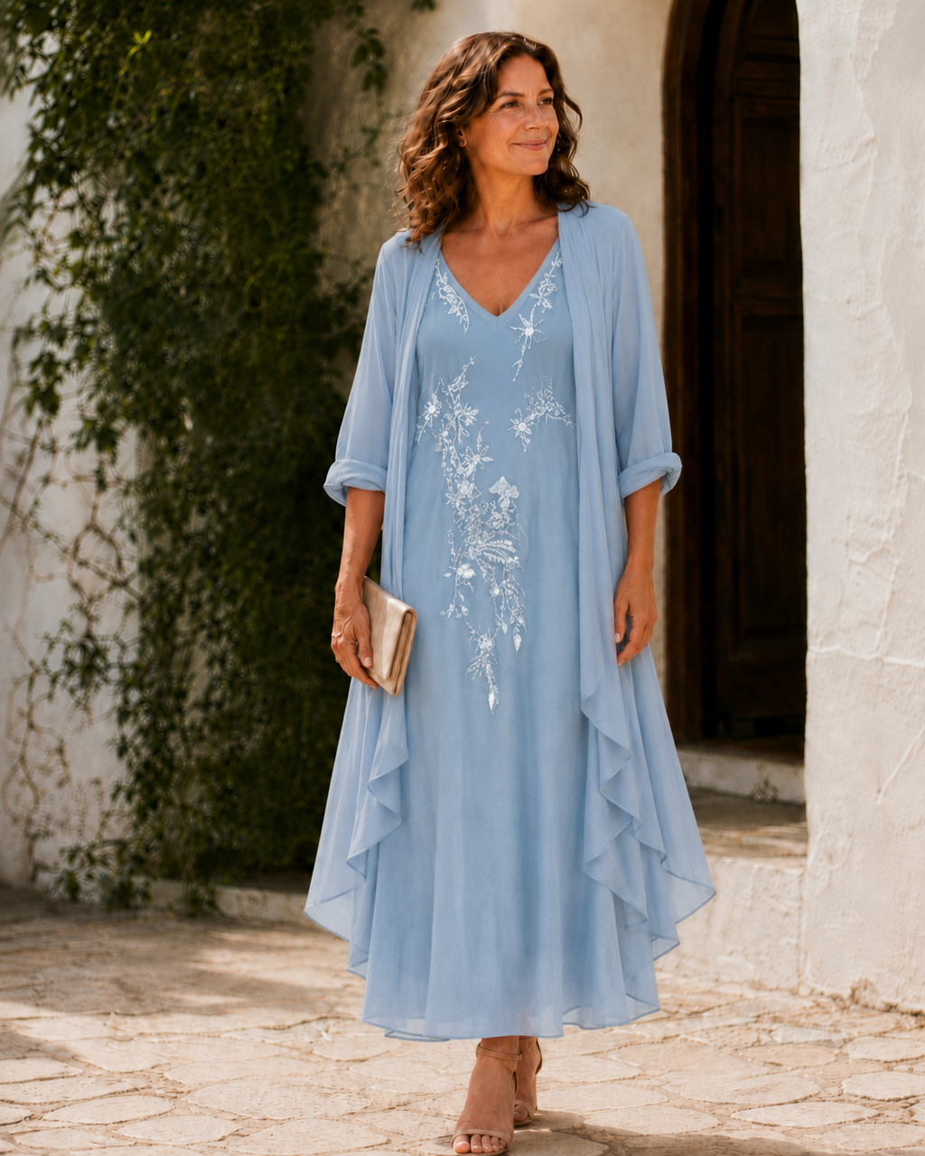 Marcella | Blumenbesticktes Zweiteiler-Set