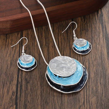 Türkis Boho-Retro-Halsketten-Set