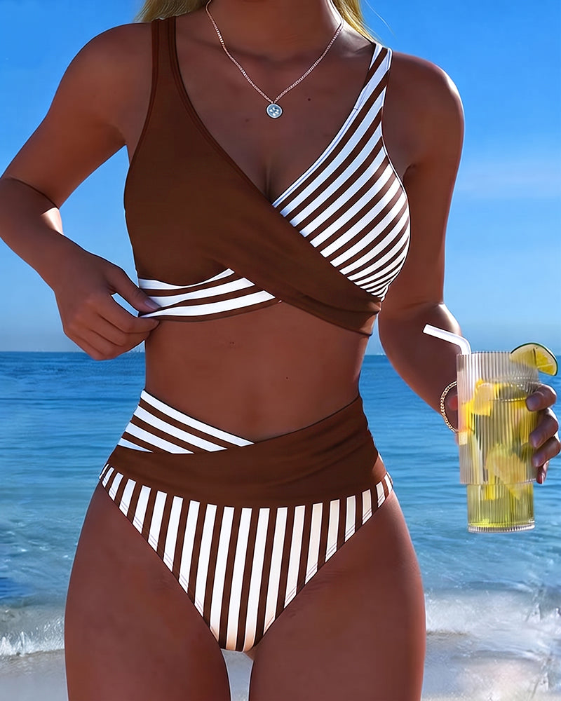 Bikini mit Kreuzstreifen Druck