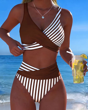 Bikini mit Kreuzstreifen Druck