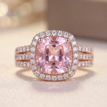 Goldener Amethyst-Halo-Ring
