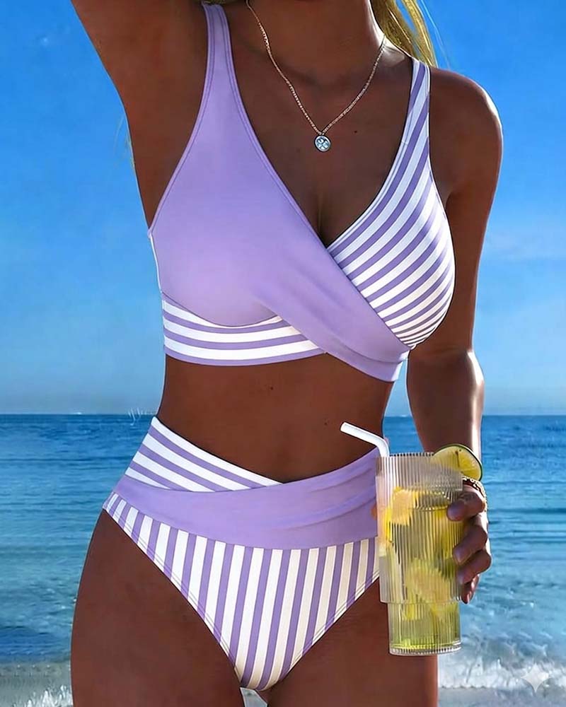 Bikini mit Kreuzstreifen Druck