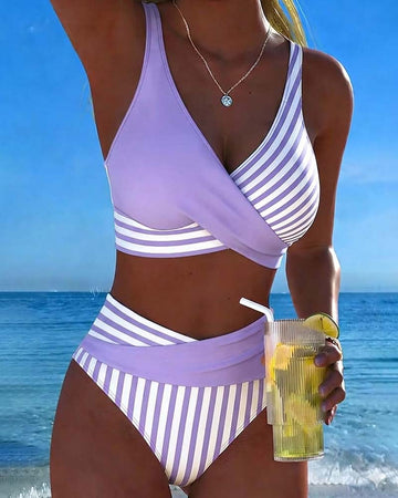 Bikini mit Kreuzstreifen Druck