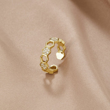 Gold & Kristall Wabenring