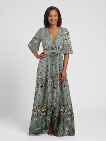 Élodie – Lange Blumenkleid mit V-Ausschnitt