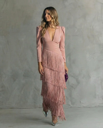 Chiara | Elegantes Kleid mit Fransenärmeln