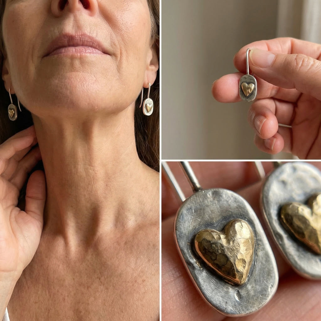 Vintage Herz-Ohrringe in Gold