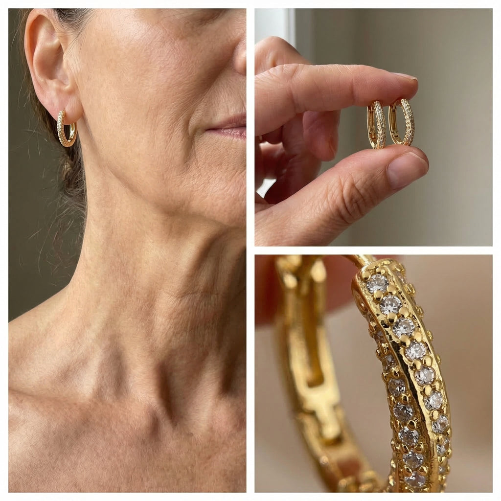 Glänzende minimalistische Ohrringe in Gold