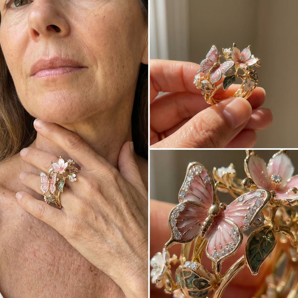 Goldener Vintage Blumenring Prifddinas