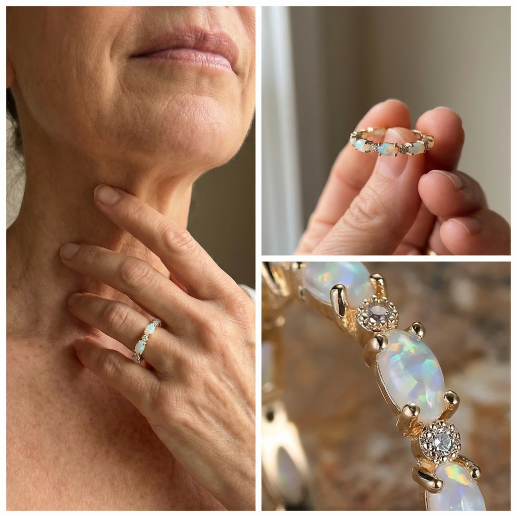 Vintage Eternity-Ring mit Opal in Gold