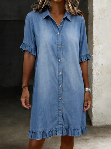Maria | Bequemes Denim-Kleid mit schmeichelnden Falten