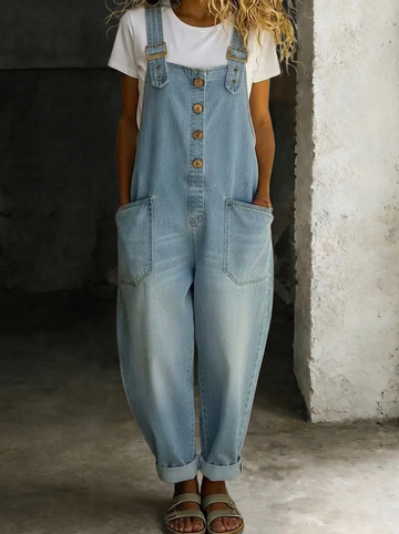 Carmen – Vintage Denim-Jumpsuit mit verstellbaren Trägern