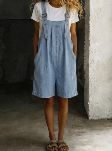 Isabel – Kurzer Denim-Jumpsuit mit Vintage-Waschung