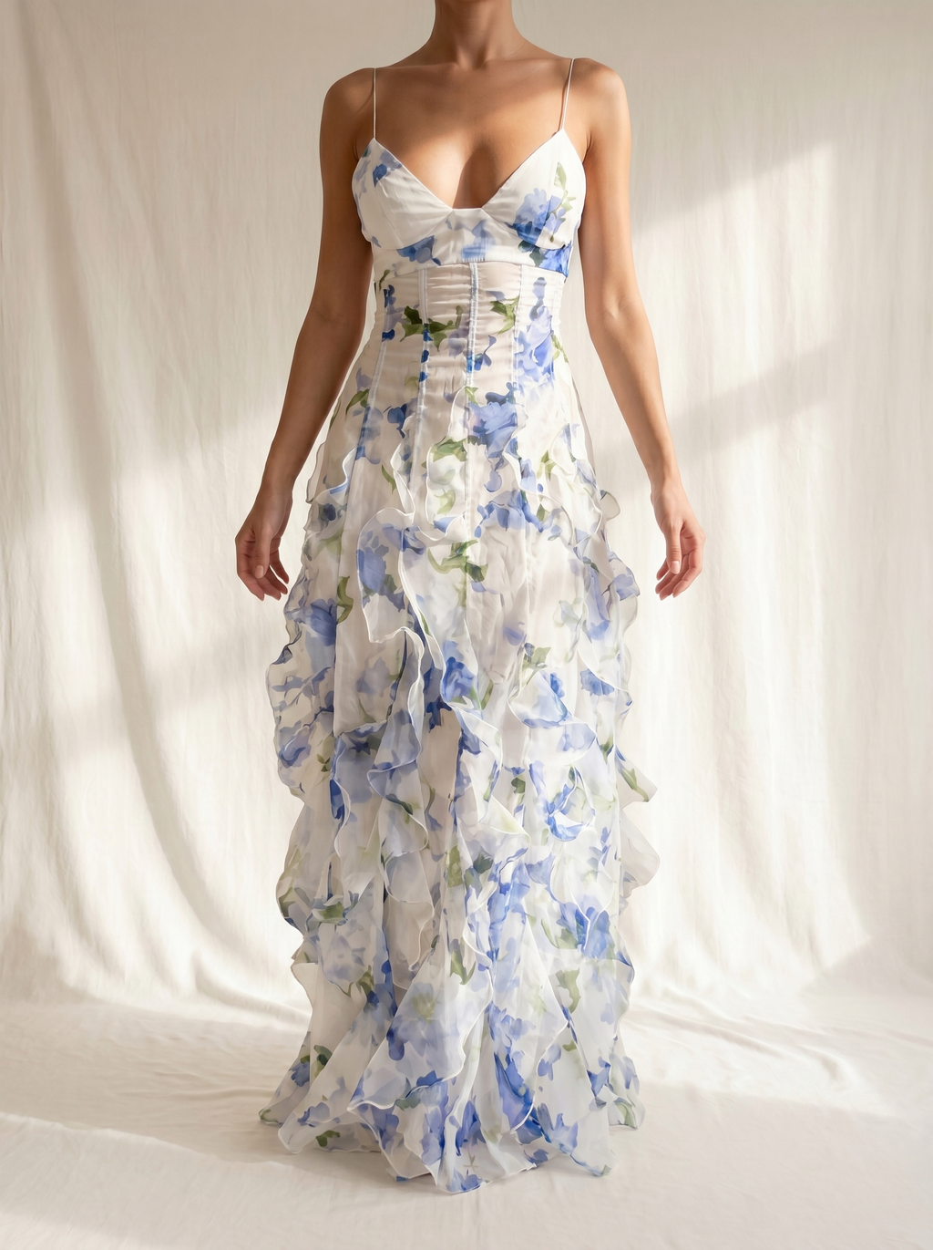 Uri | Midi-Kleid mit Blumenmuster und Rüschen