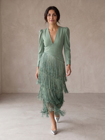Chiara | Elegantes Kleid mit Fransenärmeln