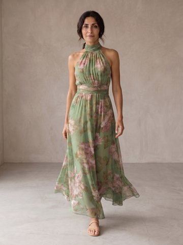 Livia | Maxikleid mit floralem Halter und elegantem Design