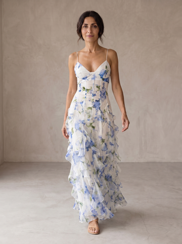 Uri | Midi-Kleid mit Blumenmuster und Rüschen
