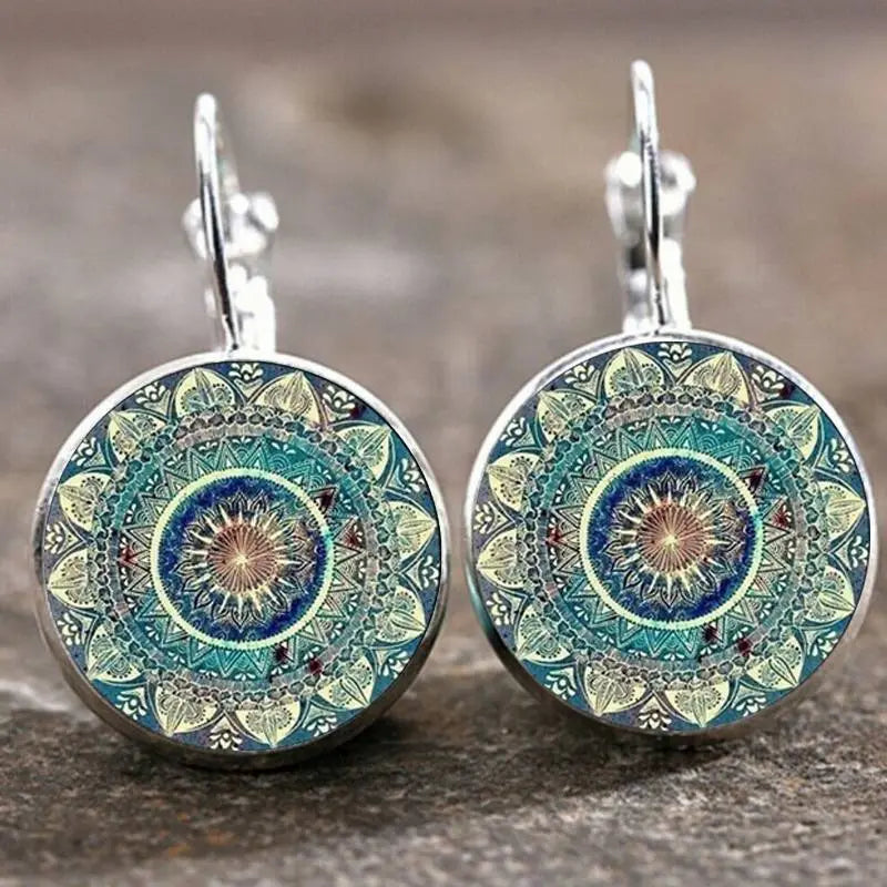 Vintage Runde Mandala-Ohrringe