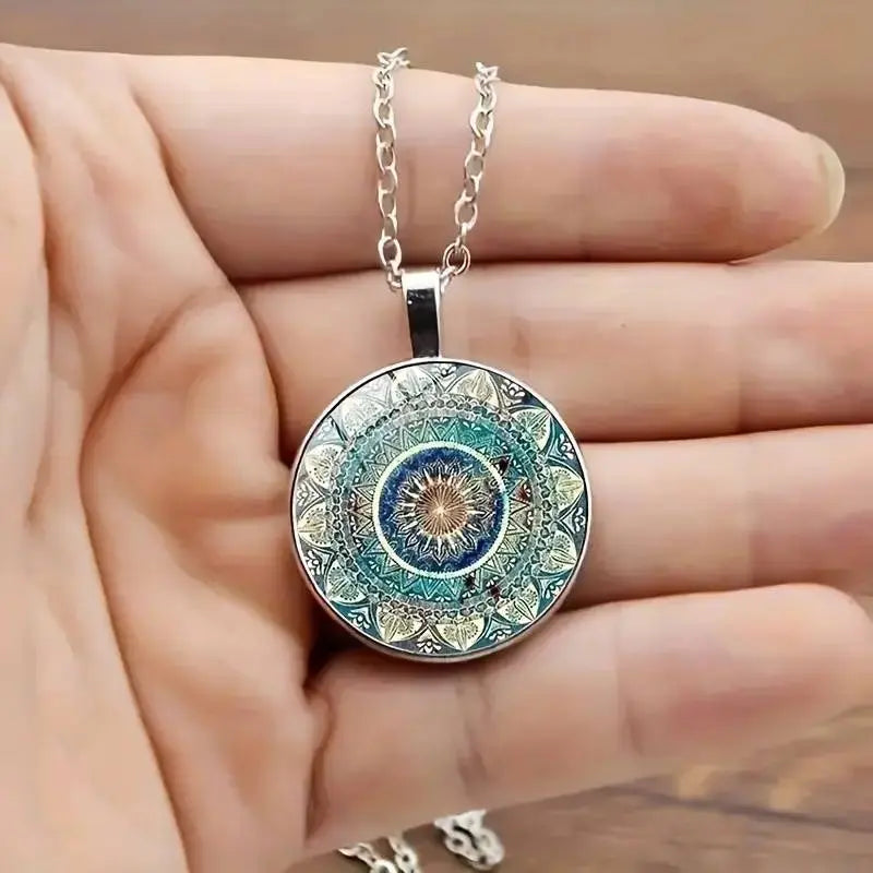 Vintage Runde Blaue Mandala-Kette