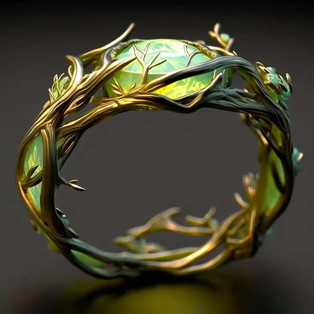 Natürlicher Ring in Grünem Opal