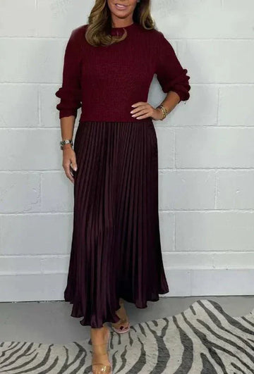 Michelle | Maxikleid mit Jersey und Faltenrock