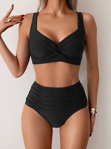 Abril - Bikini mit Überkreuztem Ausschnitt und Hoher Taille