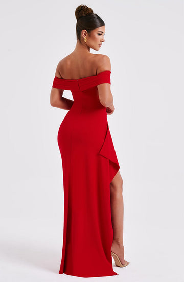 KIM | Off-Shoulder Satin Maxi Kleid