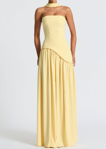 LINA | Trägerloses Maxikleid mit Hohem Schlitz