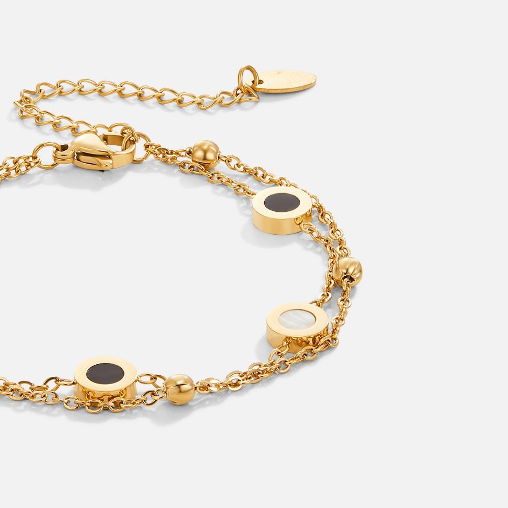 Onyx- und Weißstein-Armband