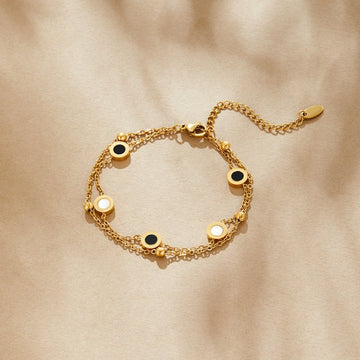 Onyx- und Weißstein-Armband
